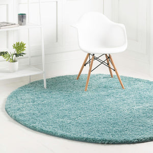 Turquoise 4' x 4' Everyday Shag Round Area Rug Thick Soft Touch Fluffy & Plush Shaggy Pile 100% Polypropylene With Cotton Backing Durable  Carpet for Sale at Rug Engine