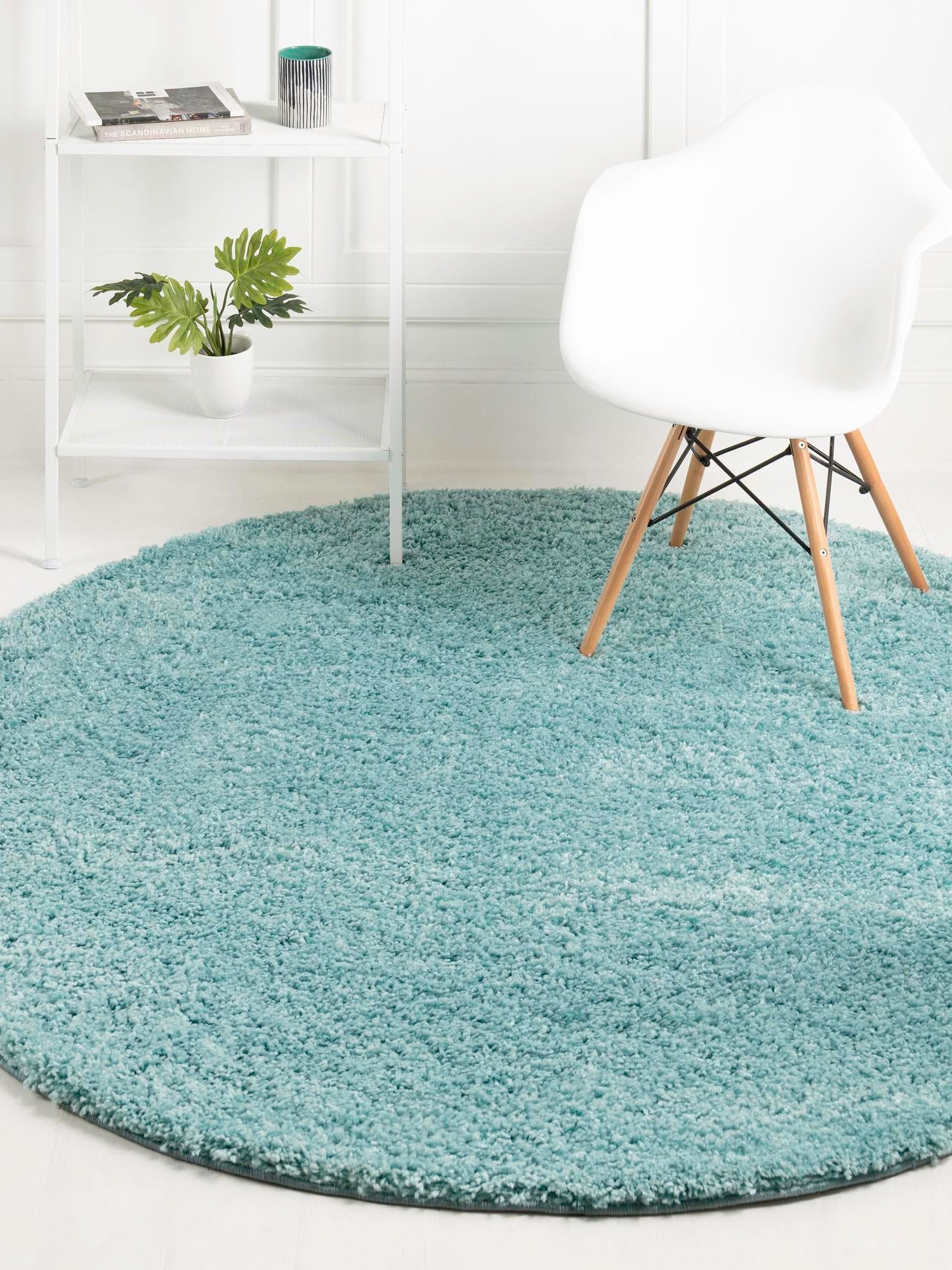 Turquoise 4' x 4' Everyday Shag Round Area Rug Thick Soft Touch Fluffy & Plush Shaggy Pile 100% Polypropylene With Cotton Backing Durable  Carpet for Sale at Rug Engine