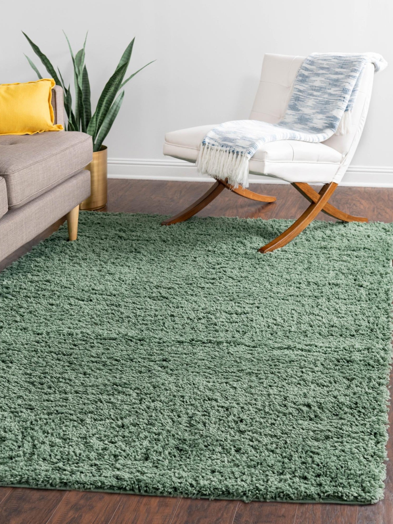 Green 9' x 12' Everyday Shag Rectangle Area Rug Thick Soft Touch Fluffy & Plush Shaggy Pile 100% Polypropylene With Cotton Backing Durable  Carpet for Sale at Rug Engine
