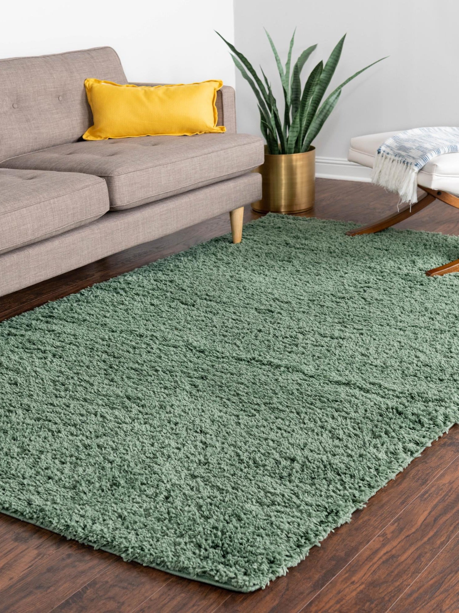 Green 9' x 12' Everyday Shag Rectangle Area Rug Thick Soft Touch Fluffy & Plush Shaggy Pile 100% Polypropylene With Cotton Backing Durable  Carpet for Sale at Rug Engine