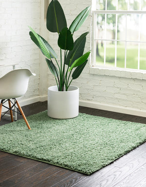 Green 7' 10 x 7' 10 Everyday Shag Square Area Rug Thick Soft Touch Fluffy & Plush Shaggy Pile 100% Polypropylene With Cotton Backing Durable  Carpet for Sale at Rug Engine