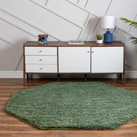 Green 4' x 4' Everyday Shag Octagon Area Rug Thick Soft Touch Fluffy & Plush Shaggy Pile 100% Polypropylene With Cotton Backing Durable  Carpet for Sale at Rug Engine