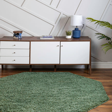 Green 6' x 6' Everyday Shag Octagon Area Rug Thick Soft Touch Fluffy & Plush Shaggy Pile 100% Polypropylene With Cotton Backing Durable  Carpet for Sale at Rug Engine