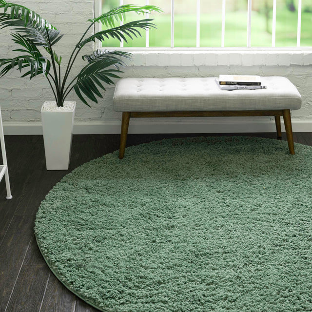 Green 7' 10 x 7' 10 Everyday Shag Round Area Rug Thick Soft Touch Fluffy & Plush Shaggy Pile 100% Polypropylene With Cotton Backing Durable  Carpet for Sale at Rug Engine