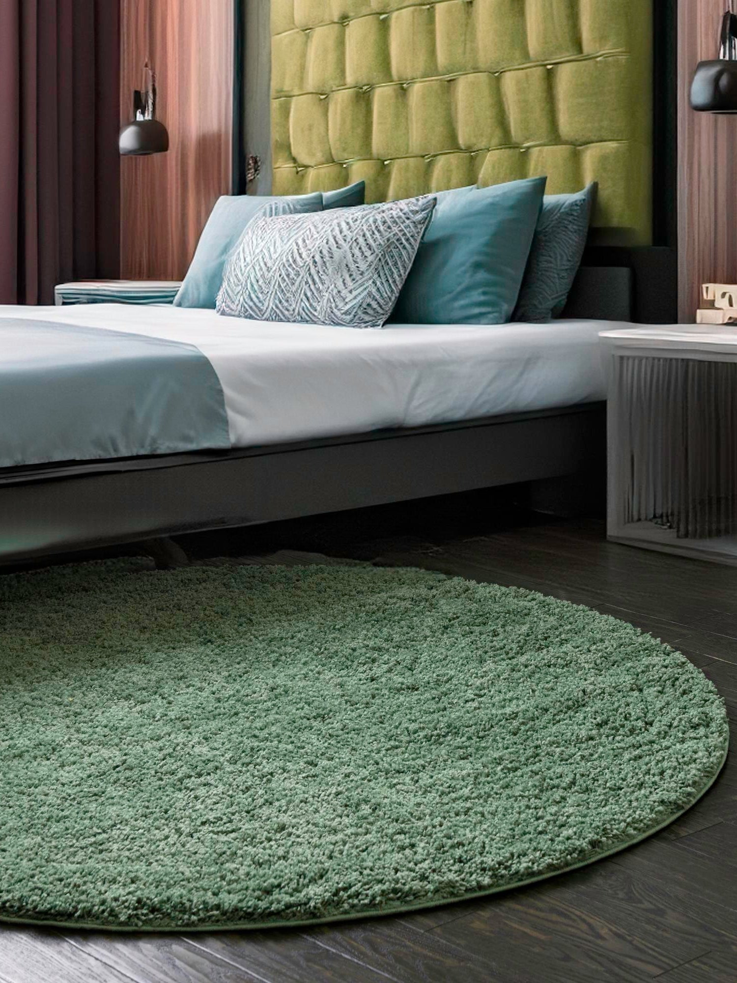 Green 7' 10 x 7' 10 Everyday Shag Round Area Rug Thick Soft Touch Fluffy & Plush Shaggy Pile 100% Polypropylene With Cotton Backing Durable  Carpet for Sale at Rug Engine
