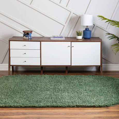 Green 8' x 10' Everyday Shag Oval Area Rug Thick Soft Touch Fluffy & Plush Shaggy Pile 100% Polypropylene With Cotton Backing Durable  Carpet for Sale at Rug Engine