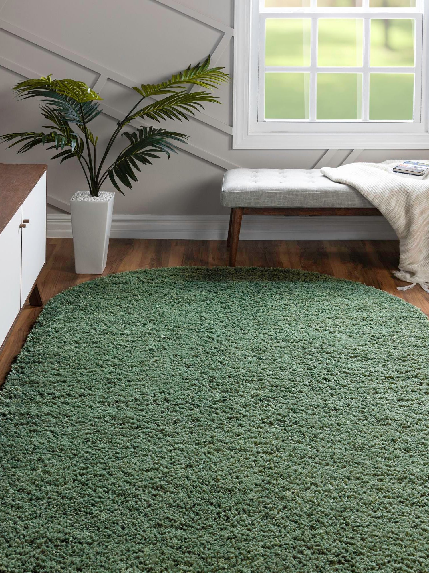 Green 8' x 10' Everyday Shag Oval Area Rug Thick Soft Touch Fluffy & Plush Shaggy Pile 100% Polypropylene With Cotton Backing Durable  Carpet for Sale at Rug Engine