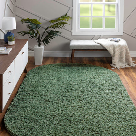 Green 8' x 10' Everyday Shag Oval Area Rug Thick Soft Touch Fluffy & Plush Shaggy Pile 100% Polypropylene With Cotton Backing Durable  Carpet for Sale at Rug Engine