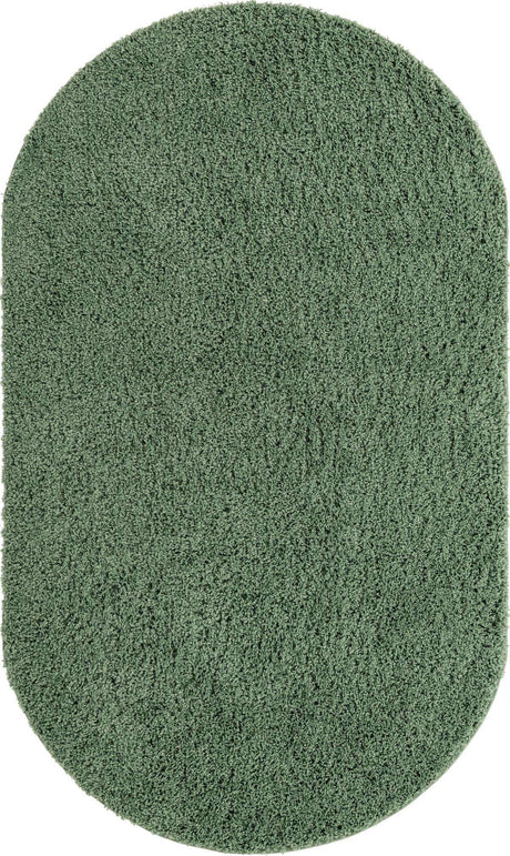 Green 5' x 8' Everyday Shag Oval Area Rug Thick Soft Touch Fluffy & Plush Shaggy Pile 100% Polypropylene With Cotton Backing Durable  Carpet for Sale at Rug Engine
