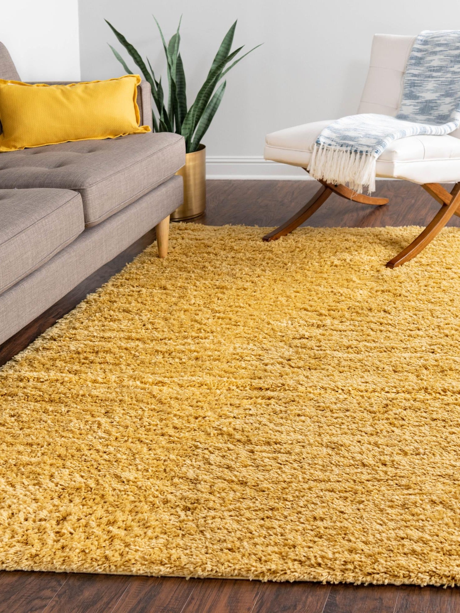 Yellow 9' x 12' Everyday Shag Rectangle Area Rug Thick Soft Touch Fluffy & Plush Shaggy Pile 100% Polypropylene With Cotton Backing Durable  Carpet for Sale at Rug Engine