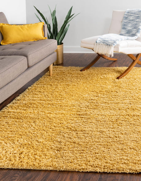 Yellow 9' x 12' Everyday Shag Rectangle Area Rug Thick Soft Touch Fluffy & Plush Shaggy Pile 100% Polypropylene With Cotton Backing Durable  Carpet for Sale at Rug Engine
