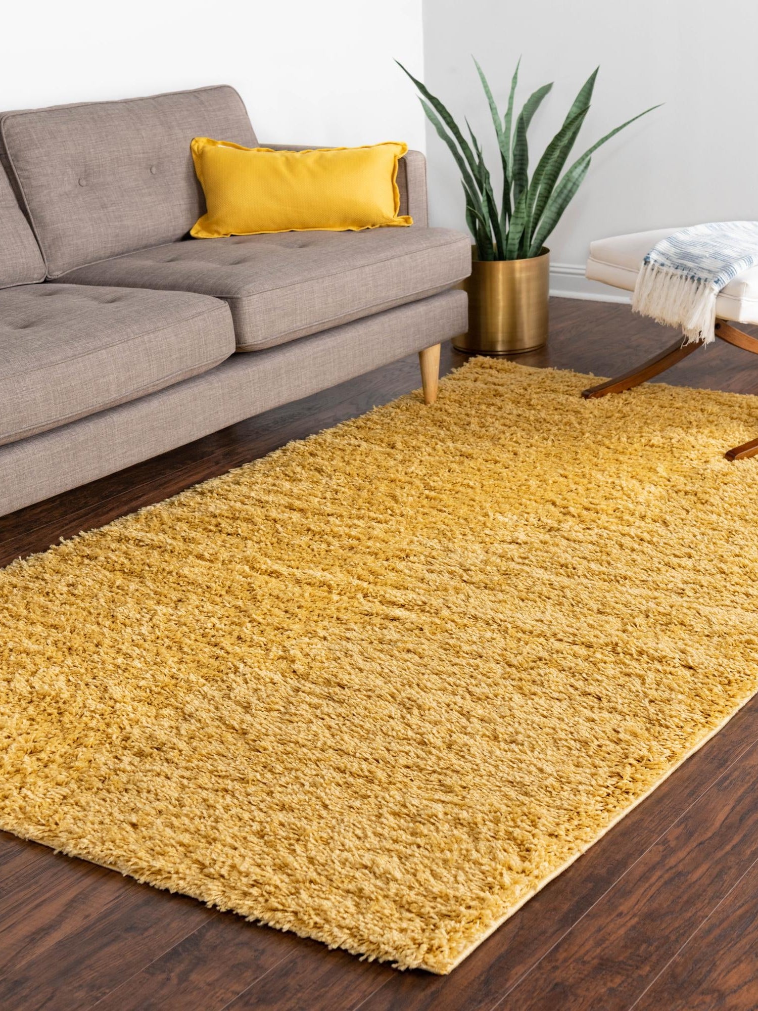 Yellow 9' x 12' Everyday Shag Rectangle Area Rug Thick Soft Touch Fluffy & Plush Shaggy Pile 100% Polypropylene With Cotton Backing Durable  Carpet for Sale at Rug Engine