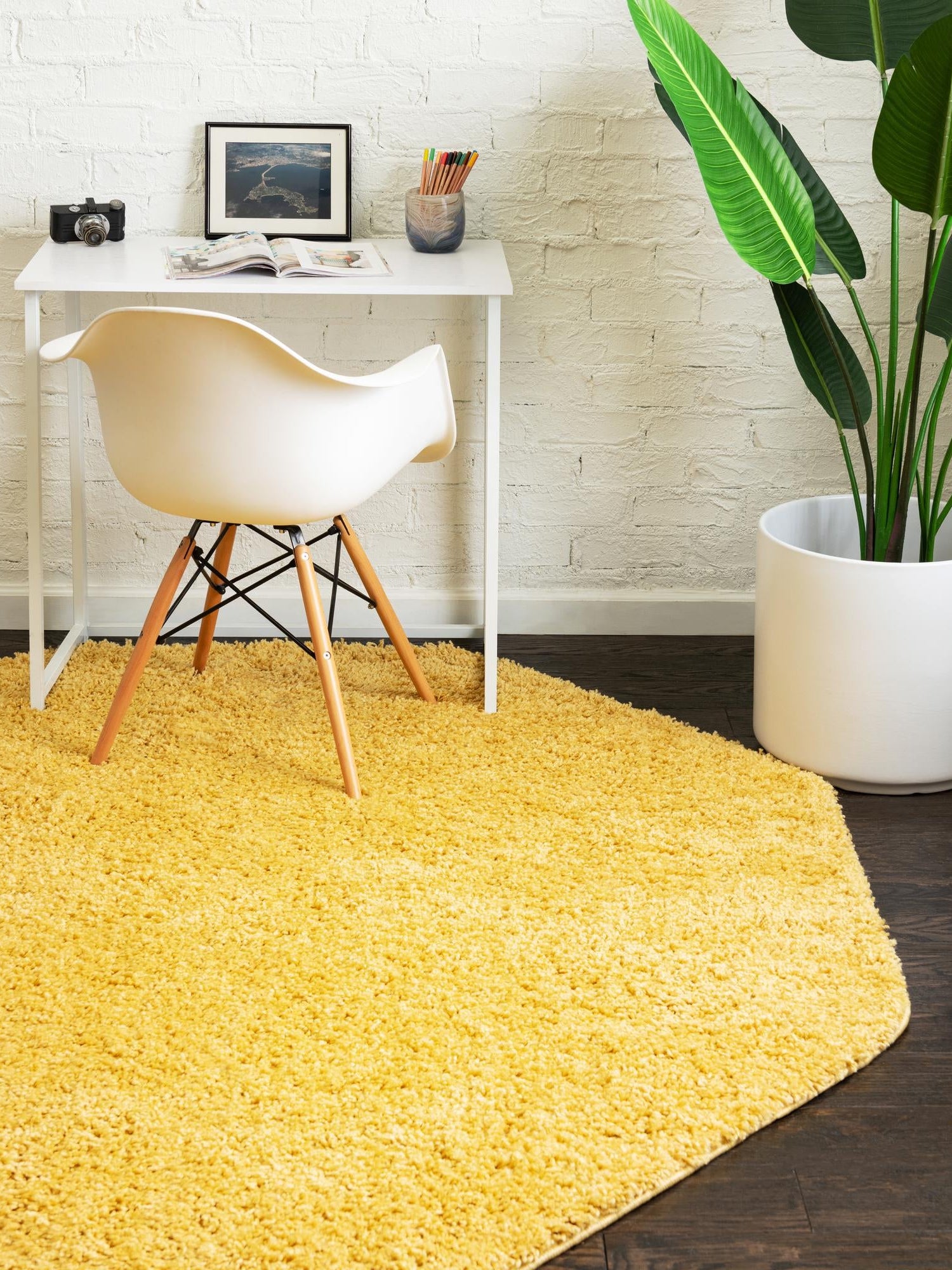 Yellow 4' x 4' Everyday Shag Octagon Area Rug Thick Soft Touch Fluffy & Plush Shaggy Pile 100% Polypropylene With Cotton Backing Durable  Carpet for Sale at Rug Engine