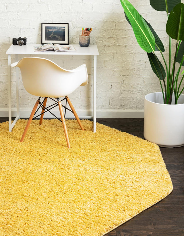 Yellow 7' 10 x 7' 10 Everyday Shag Octagon Area Rug Thick Soft Touch Fluffy & Plush Shaggy Pile 100% Polypropylene With Cotton Backing Durable  Carpet for Sale at Rug Engine