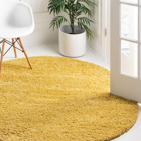 Yellow 6' x 6' Everyday Shag Round Area Rug Thick Soft Touch Fluffy & Plush Shaggy Pile 100% Polypropylene With Cotton Backing Durable  Carpet for Sale at Rug Engine