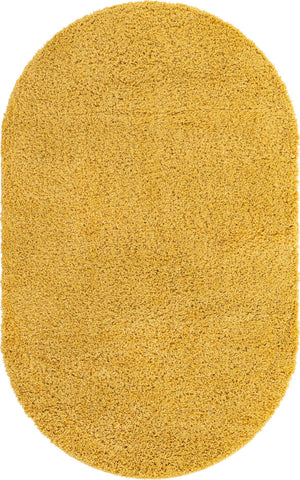Yellow 5' x 8' Everyday Shag Oval Area Rug Thick Soft Touch Fluffy & Plush Shaggy Pile 100% Polypropylene With Cotton Backing Durable  Carpet for Sale at Rug Engine