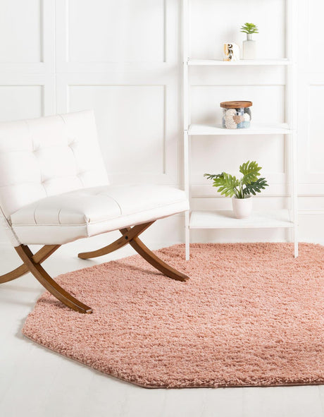 Rose Pink 7' 10 x 7' 10 Everyday Shag Octagon Area Rug Thick Soft Touch Fluffy & Plush Shaggy Pile 100% Polypropylene With Cotton Backing Durable  Carpet for Sale at Rug Engine