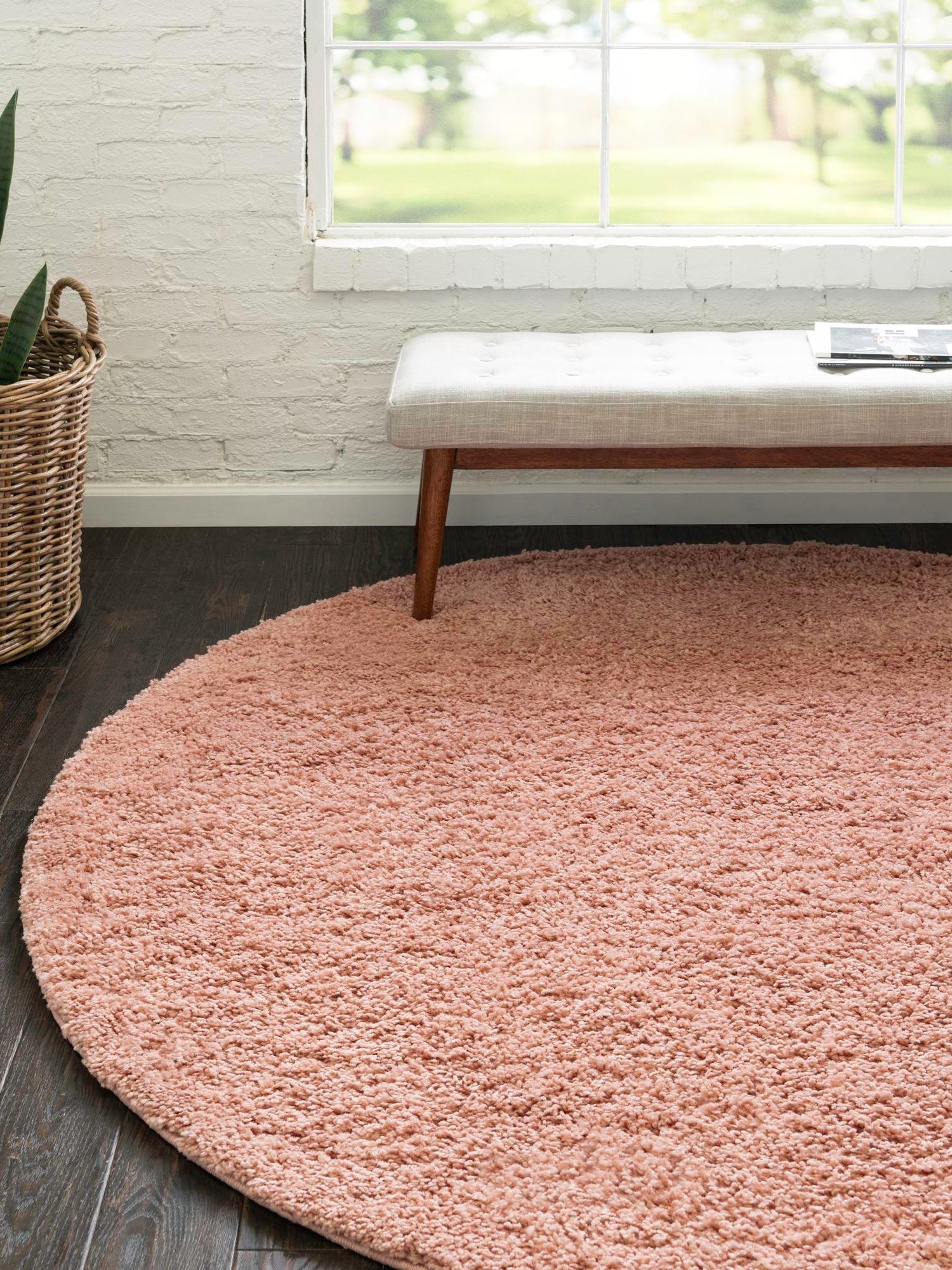 Rose Pink 7' x 7' Everyday Shag Round Area Rug Thick Soft Touch Fluffy & Plush Shaggy Pile 100% Polypropylene With Cotton Backing Durable  Carpet for Sale at Rug Engine