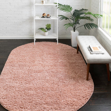Rose Pink 8' x 10' Everyday Shag Oval Area Rug Thick Soft Touch Fluffy & Plush Shaggy Pile 100% Polypropylene With Cotton Backing Durable  Carpet for Sale at Rug Engine