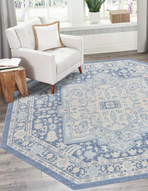 French Blue 7' x 7' Whitney Octagon Area Rug