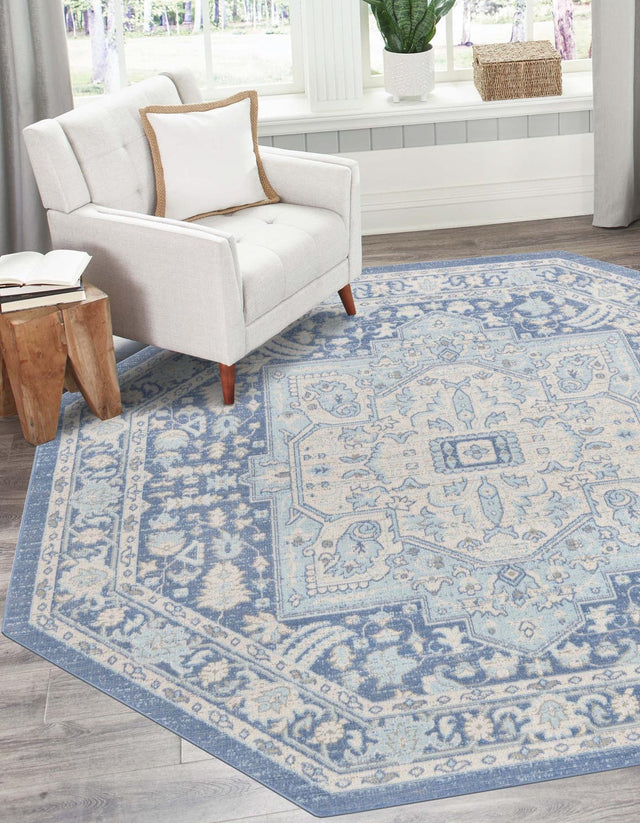 French Blue 7' x 7' Whitney Octagon Area Rug