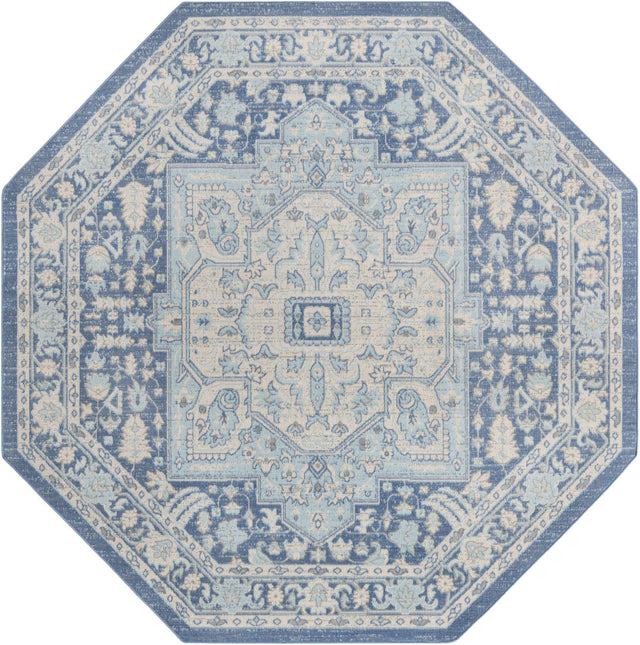 French Blue 7' x 7' Whitney Octagon Area Rug