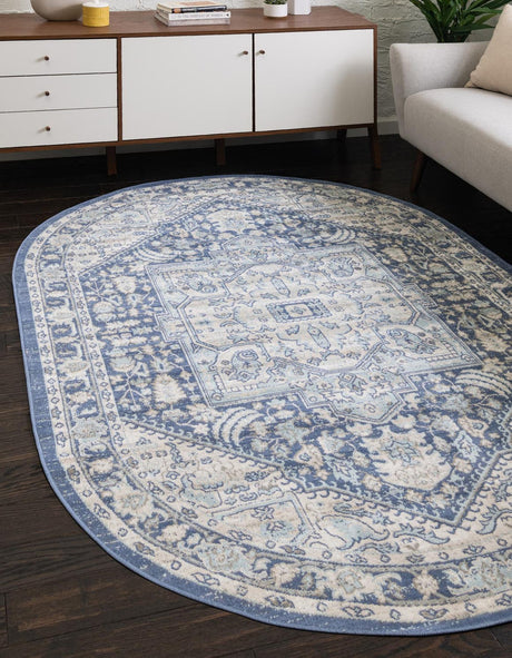 French Blue 5' 1 x 8' Whitney Oval Area Rug