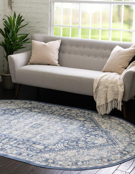 French Blue 5' 1 x 8' Whitney Oval Area Rug