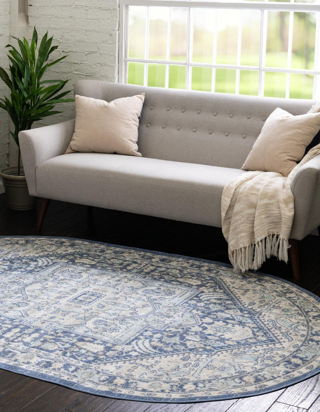 French Blue 3' x 5' 3 Whitney Oval Area Rug