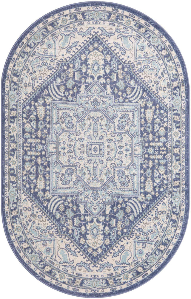 French Blue 5' 1 x 8' Whitney Oval Area Rug