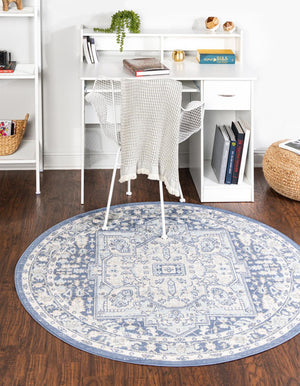 French Blue 5' x 5' Whitney Round Area Rug