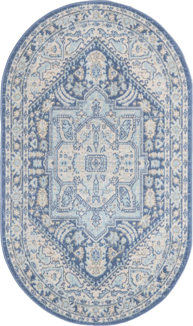 French Blue 3' x 5' 3 Whitney Oval Area Rug