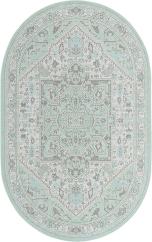 Mint 5' x 8' Whitney Oval Area Rug Classic Vintage Distressed Look Traditional Persian Inspired Carpet for Home Decor for Sale at Rug Engine