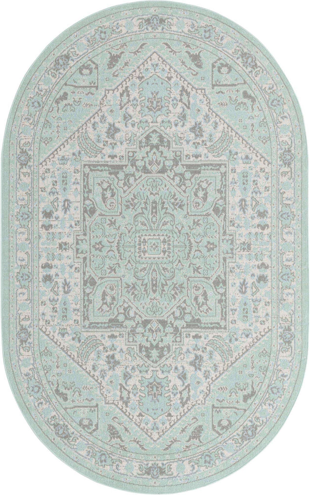 Mint 5' x 8' Whitney Oval Area Rug Classic Vintage Distressed Look Traditional Persian Inspired Carpet for Home Decor for Sale at Rug Engine