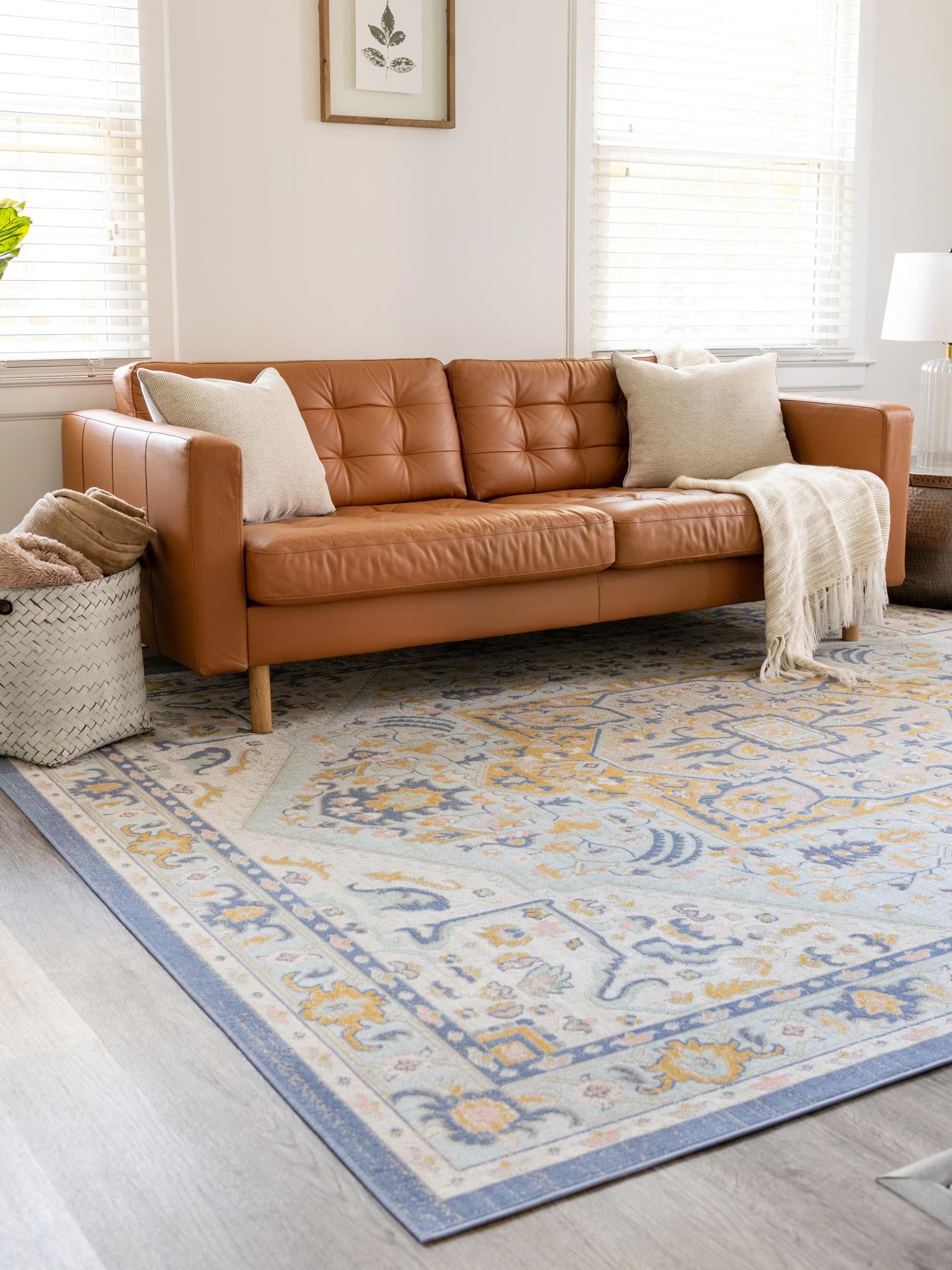 Sky blue 5' 3 x 8' Whitney Rectangle Area Rug