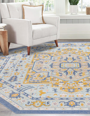 Sky blue 7' x 7' Whitney Octagon Area Rug