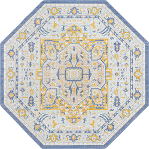 Sky blue 7' x 7' Whitney Octagon Area Rug