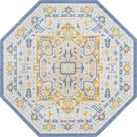 Sky blue 7' x 7' Whitney Octagon Area Rug