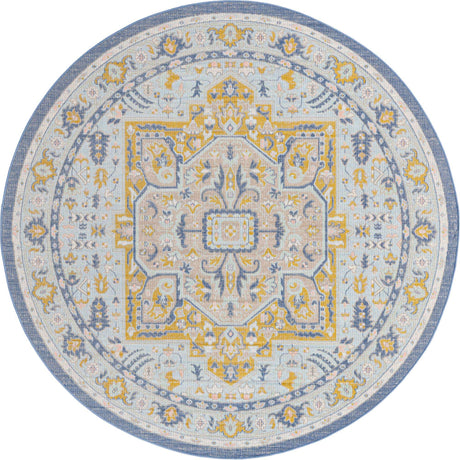 Sky blue 7' x 7' Whitney Round Area Rug
