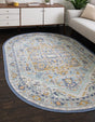 Sky blue 3' x 5' 3 Whitney Oval Area Rug Classic Vintage Distressed Look Traditional Persian Inspired Carpet for Home Decor for Sale at Rug Engine
