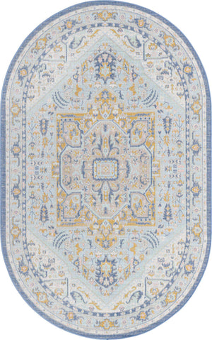 Sky blue 5' x 8' Whitney Oval Area Rug