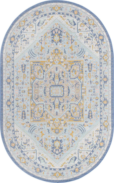 Sky blue 5' x 8' Whitney Oval Area Rug