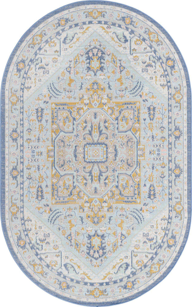 Sky blue 5' x 8' Whitney Oval Area Rug