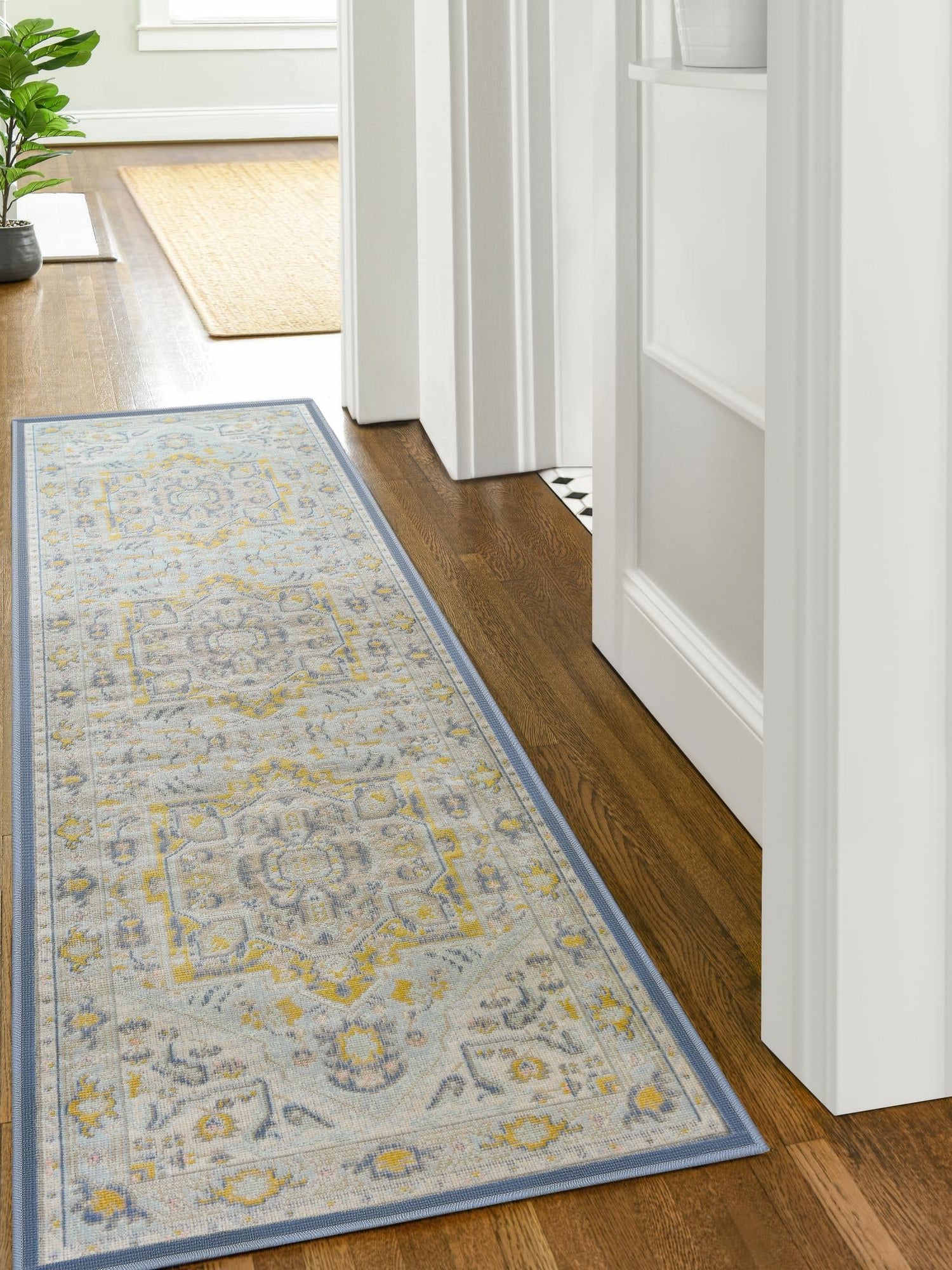 Sky blue 2' 7 x 12' Whitney Runner Area Rug