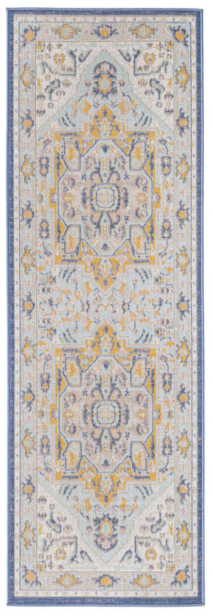 Sky blue 2' x 6' Whitney Runner Area Rug Classic Vintage Distressed Look Traditional Persian Inspired Carpet for Home Decor for Sale at Rug Engine