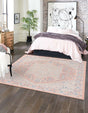 Powder Pink 8' x 8' Whitney Square Area Rug Classic Vintage Distressed Look Traditional Persian Inspired Carpet for Home Decor for Sale at Rug Engine