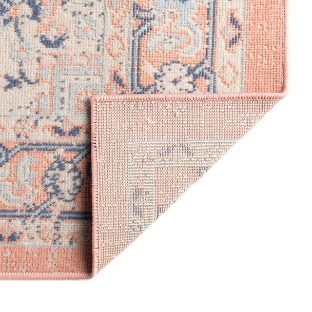 Powder Pink 8' x 8' Whitney Square Area Rug Classic Vintage Distressed Look Traditional Persian Inspired Carpet for Home Decor for Sale at Rug Engine