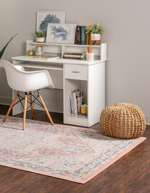 Powder Pink 9' x 12' Whitney Rectangle Area Rug Classic Vintage Distressed Look Traditional Persian Inspired Carpet for Home Decor for Sale at Rug Engine