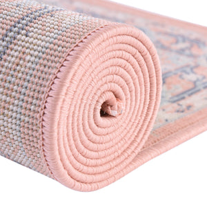 Powder Pink 9' x 12' Whitney Rectangle Area Rug Classic Vintage Distressed Look Traditional Persian Inspired Carpet for Home Decor for Sale at Rug Engine