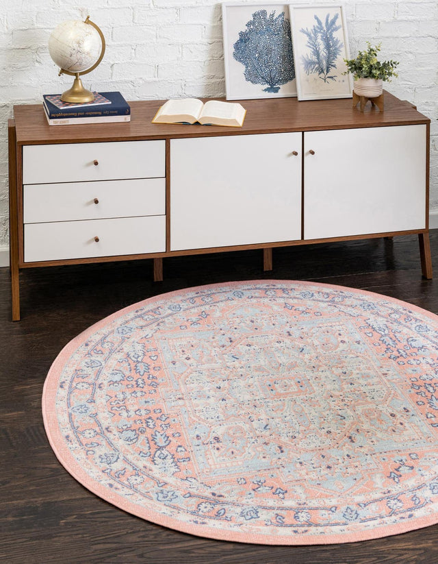 Powder Pink 5' 3 x 5' 3 Whitney Round Area Rug